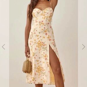 Reformation Cream Floral Midi Dress juliette